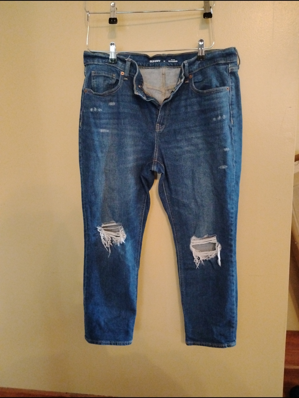 Old Navy Blue Ripped Straight-Leg Jeans